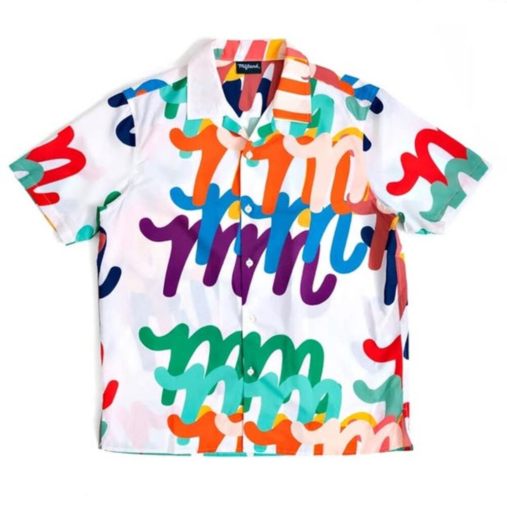 Mifland S/S Cabana Shirt White Multi Colored Sz S/M